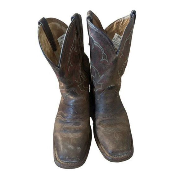 Double-H Folklore Brown Leather Roper Cowboy Work Boots DH3560 Made USA 9.5ee main image 7